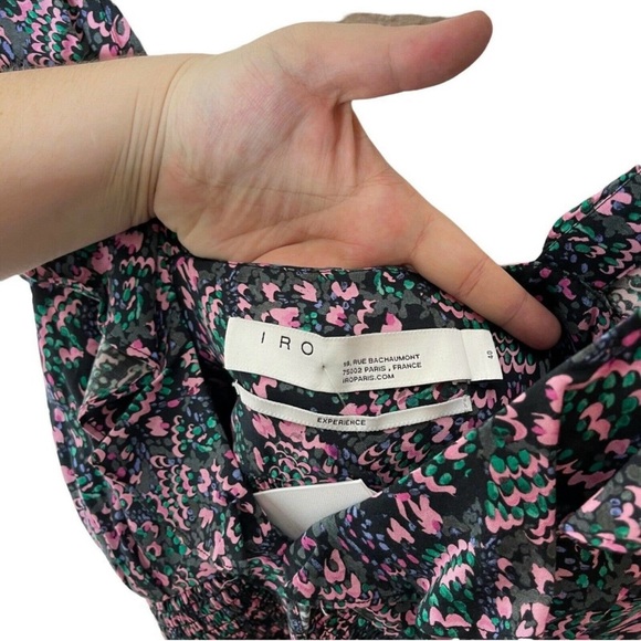 IRO Santu Ruffled Shirred Crepe De Chine Floral V-Neck Maxi Dress, 40 / US 8 - Picture 6 of 8